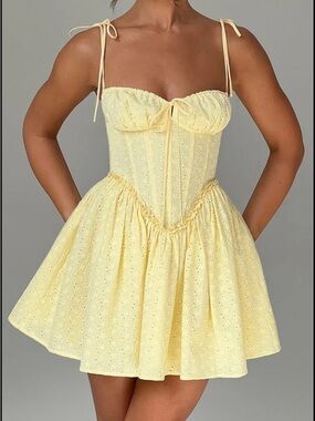 Sunshine Eyelet Corset Mini Dress